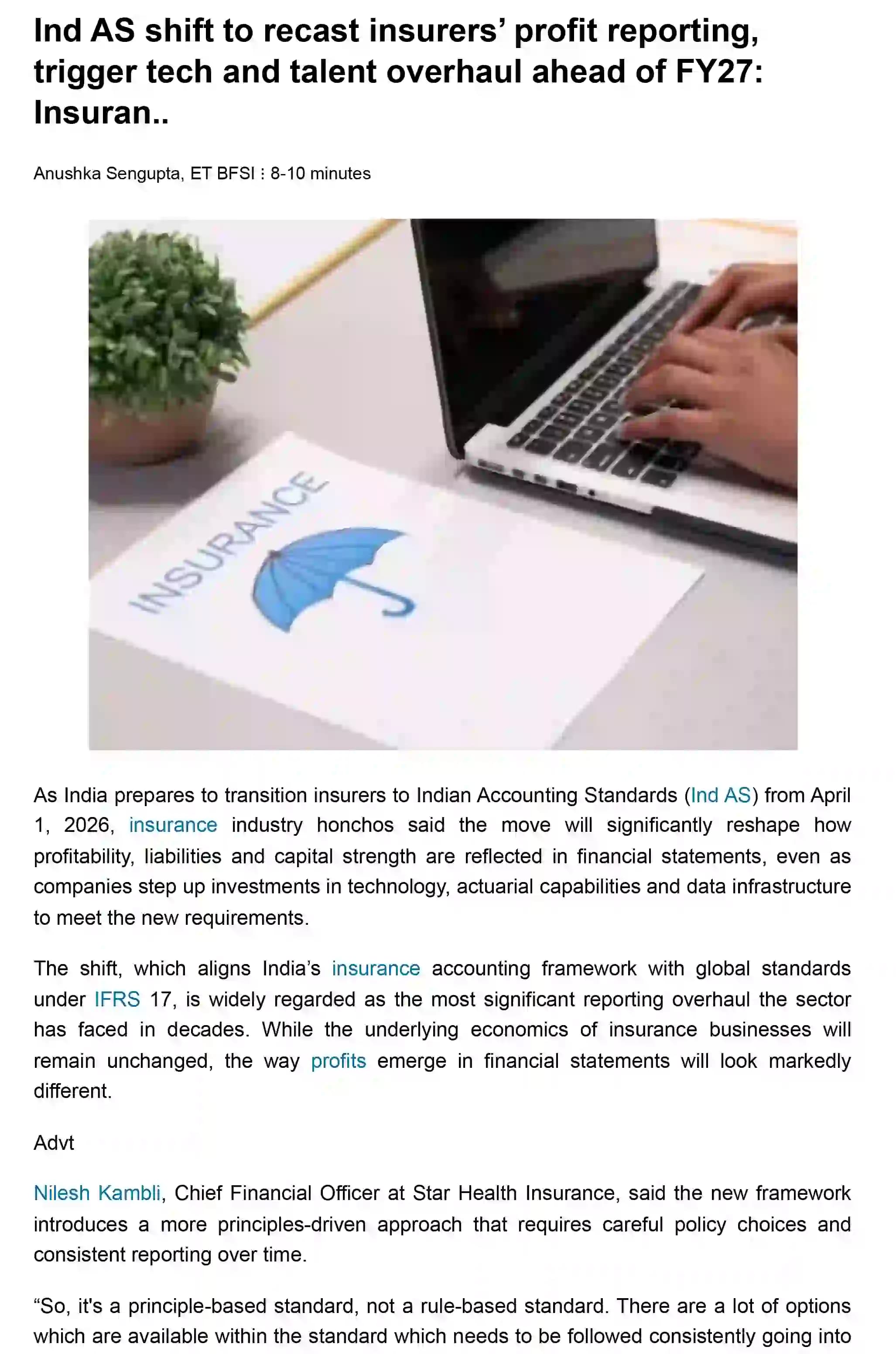 Ind AS shift to recast insurers’ profit reporting, trigger tech and talent overh ..